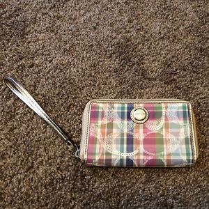 Plaid Sequin Coach wristlet